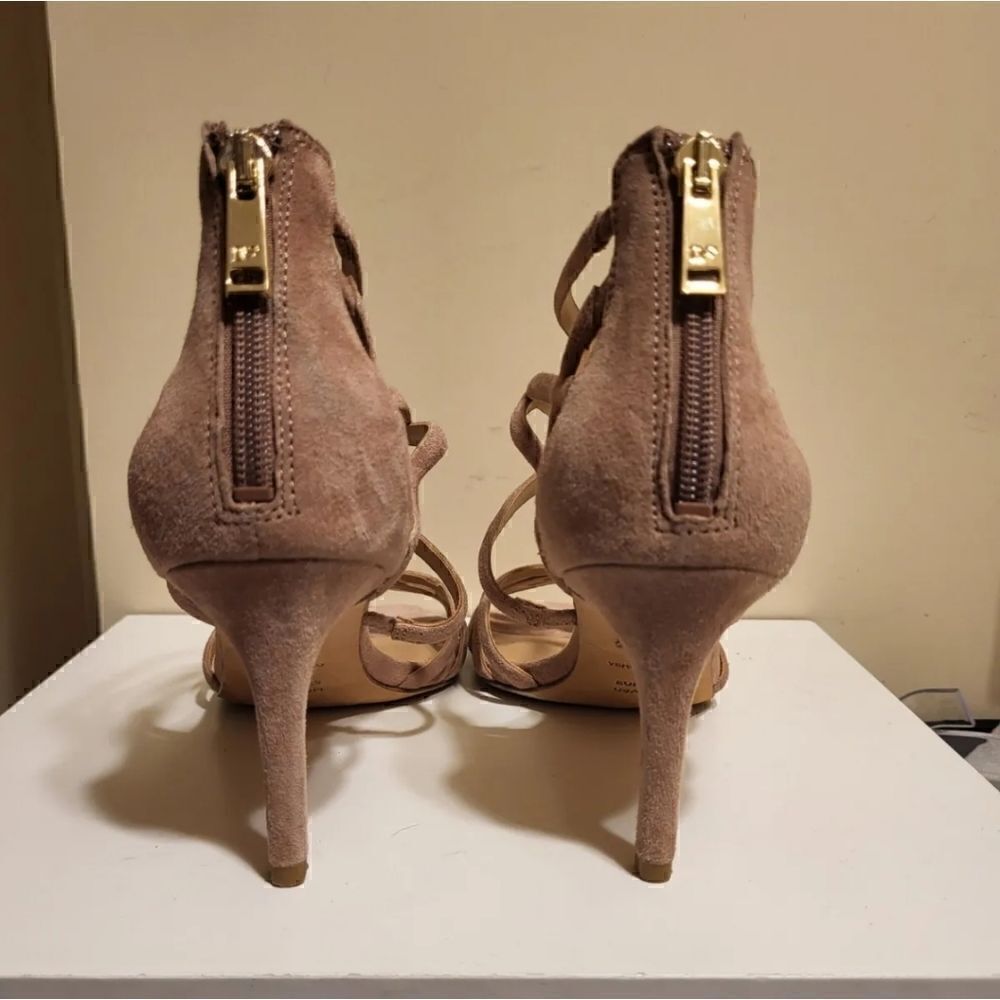 Diane Von Furstenberg "Kalyan" Tan Luxe Suede Strappy Heel Sandals sz.6.5 $298 - Picture 4 of 6